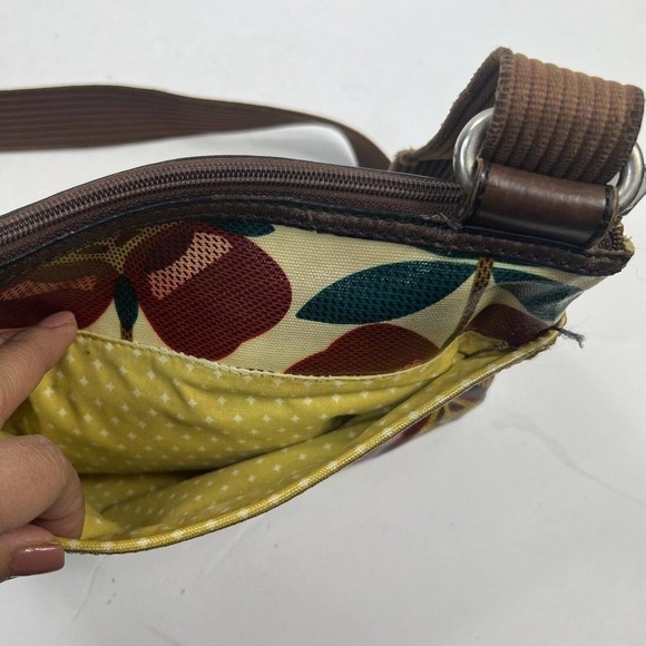 FOSSIL Key Per Coated Canvas Floral Crossbody Bag Red Yellow Turnlock - Picture 9 of 13